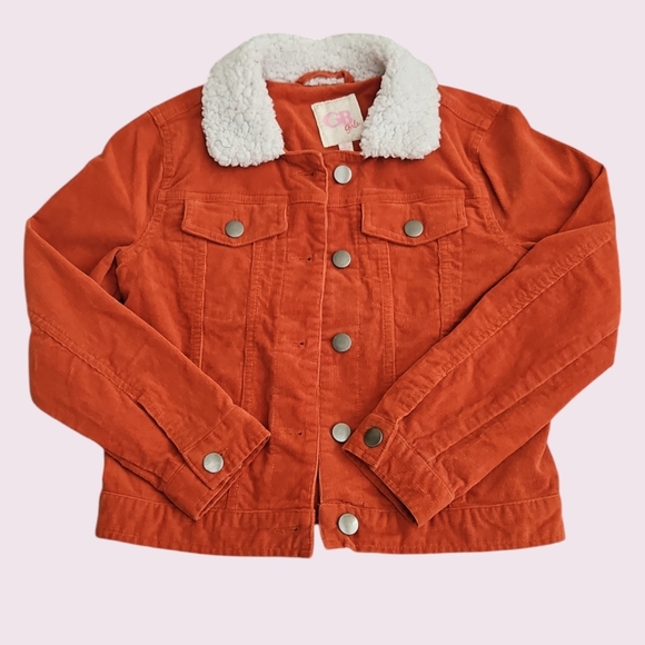 GB Girls Corduroy Jacket Size Small Orange White Sherpa - Picture 1 of 7